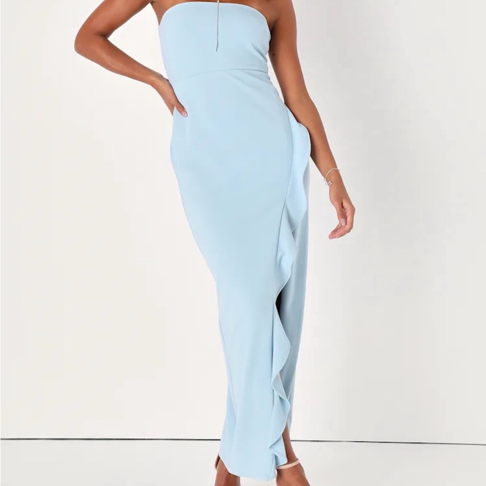 Lulu's Strapless Light Blue Dress